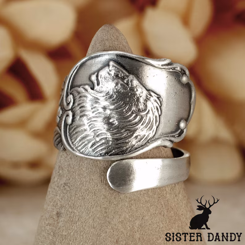 Sister Dandy 925 Sterling Silver Lion Spoon Ring