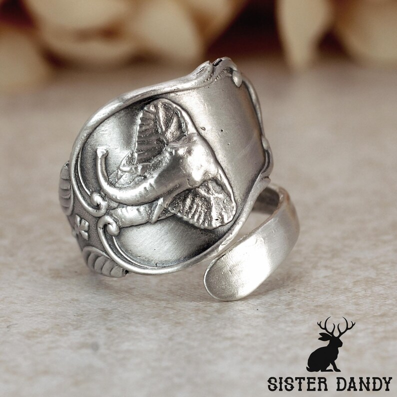 Sister Dandy 925 Sterling Silver Elephant Spoon Ring