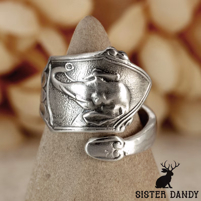 Sister Dandy 925 Sterling Silver Elephant Spoon Ring